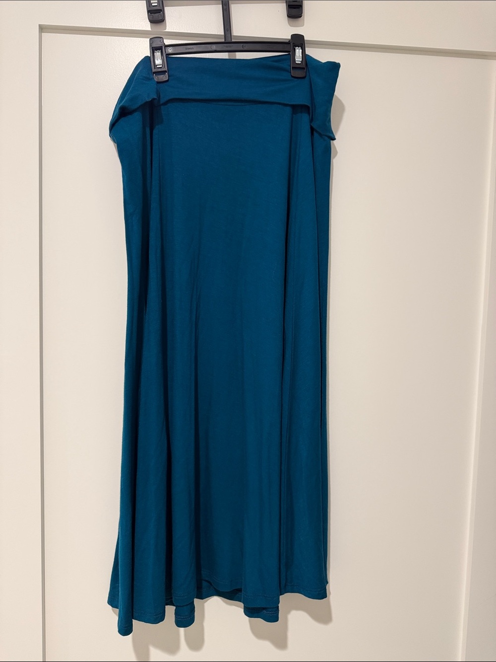 Teal Maxi Skirt with Fold-Over Waistband - Picture 2 of 3